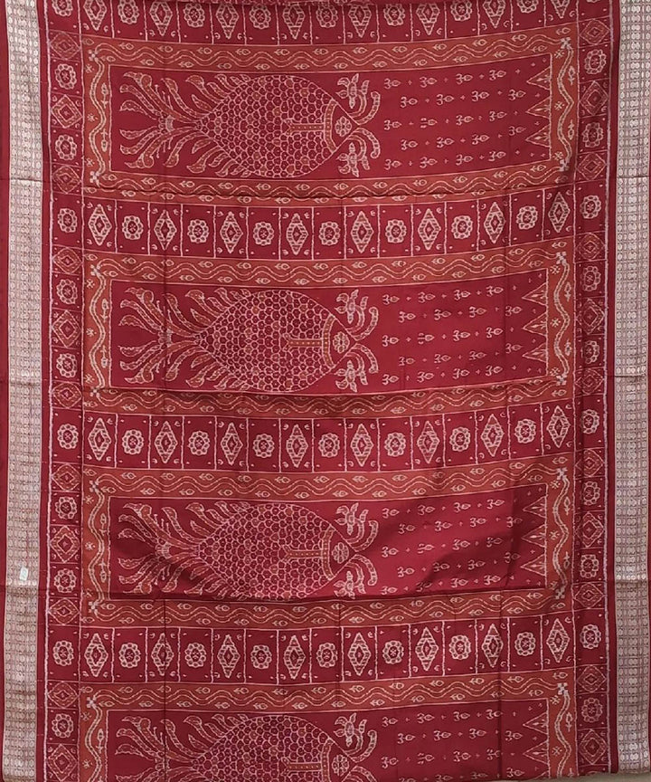 Maroon handloom silk sambalpuri saree