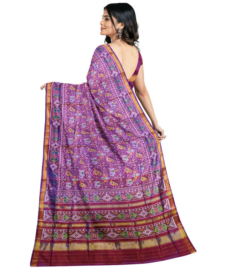 Purple handwoven silk patola saree