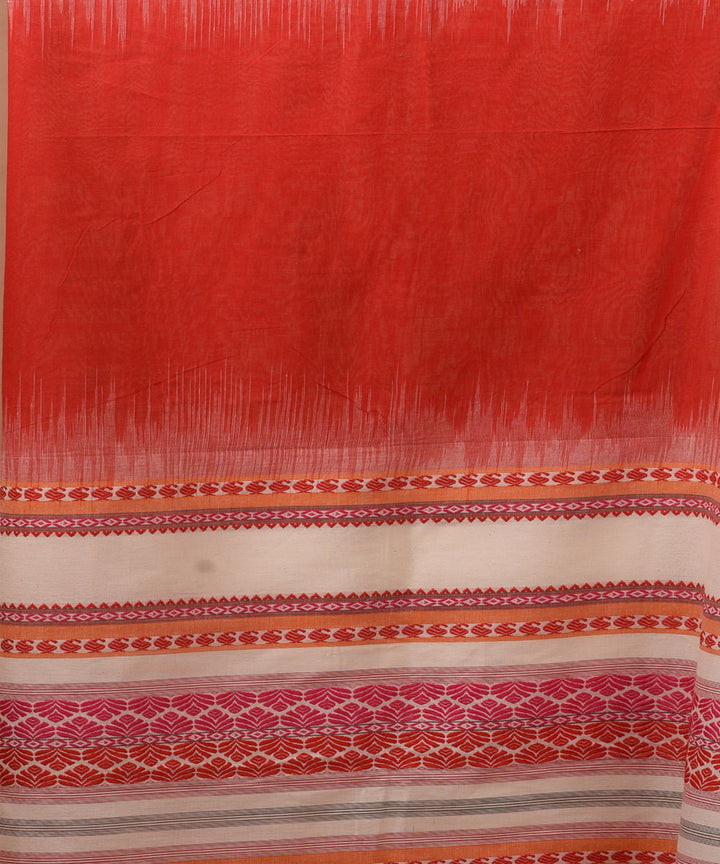 Red handloom cotton jamdani saree
