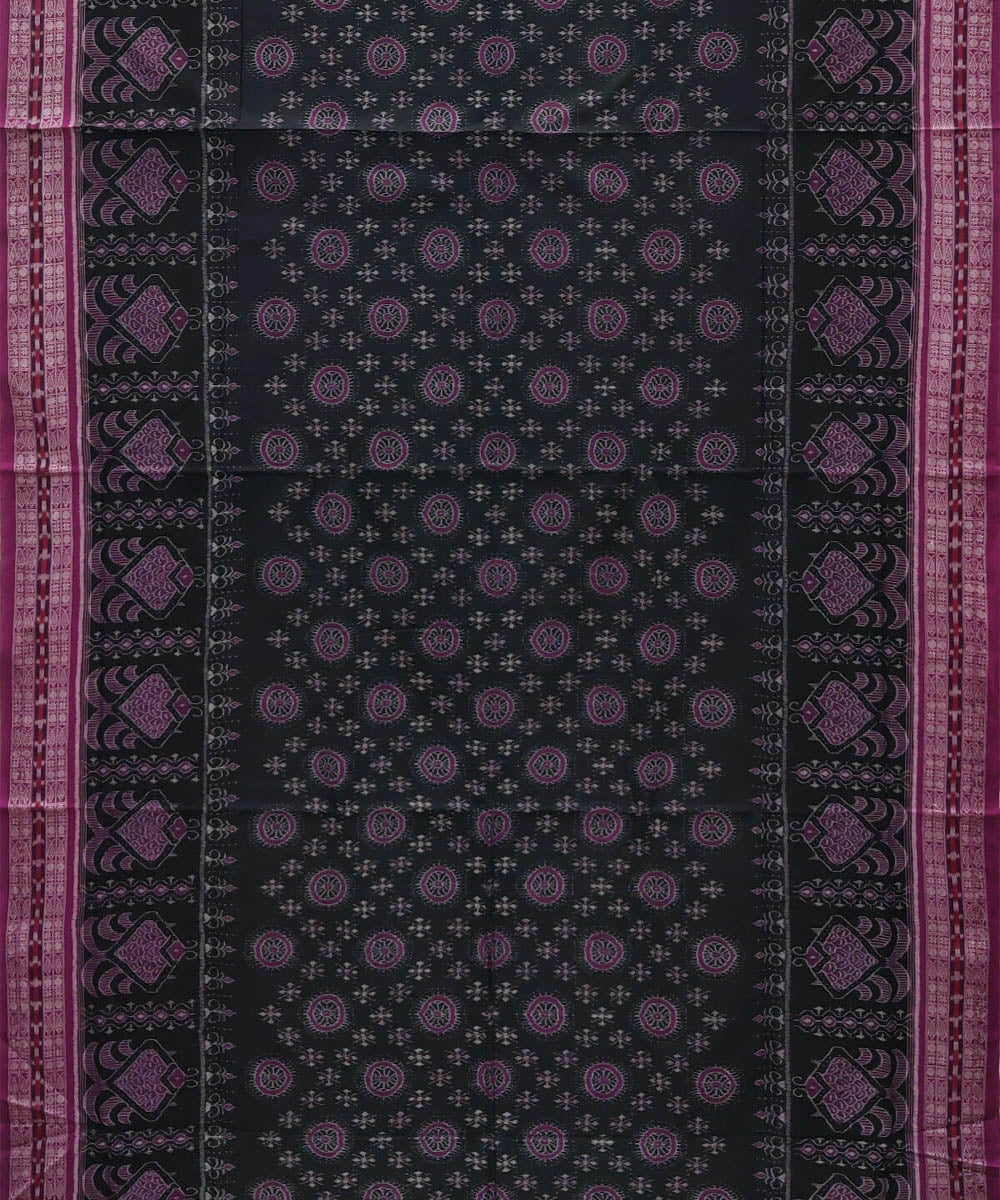 Black purple handwoven cotton sambalpuri saree