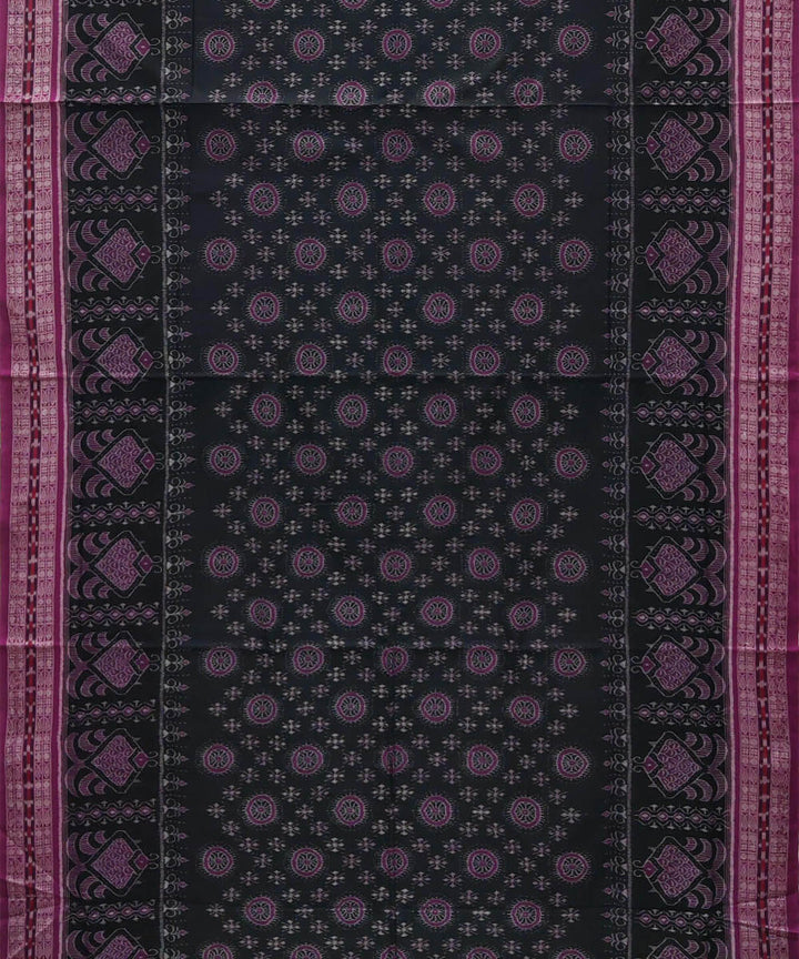 Black purple handwoven cotton sambalpuri saree