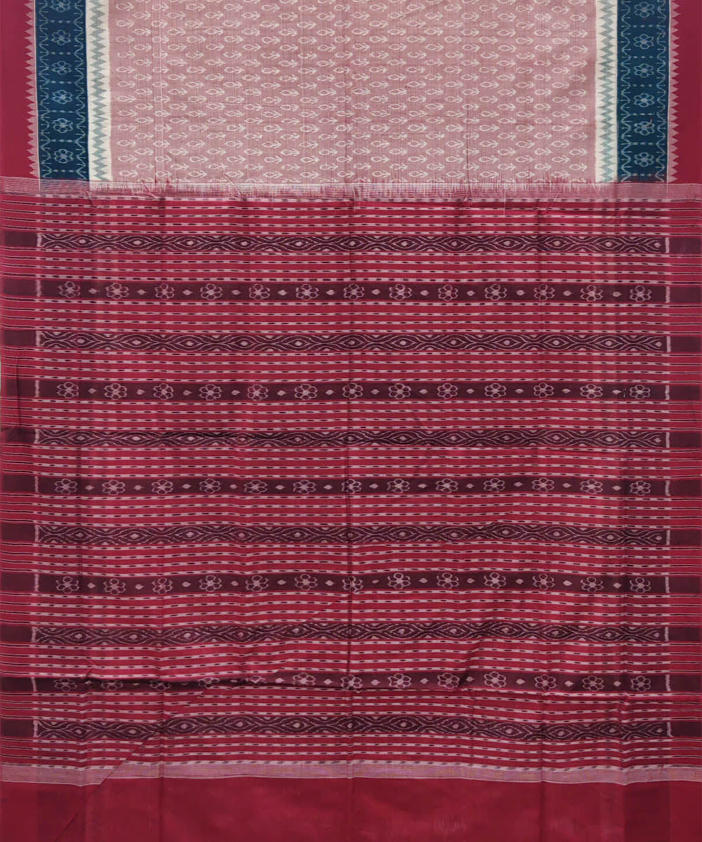 Pale pink handwoven cotton sambalpuri saree