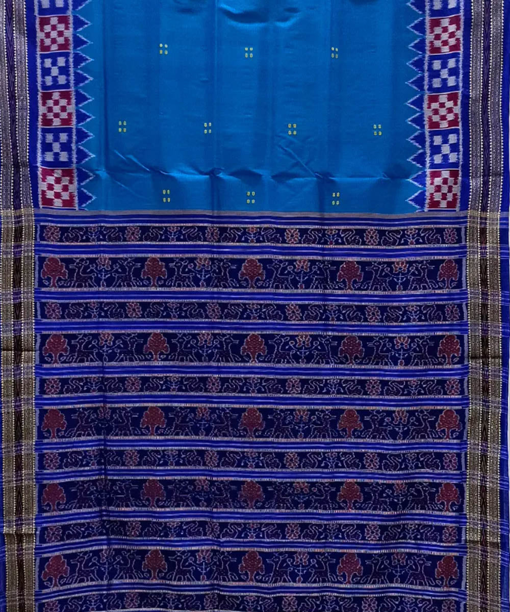 Sky blue silk handwoven khandua saree