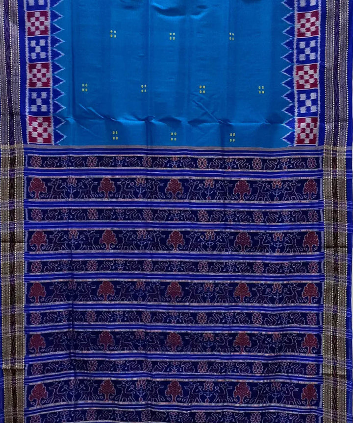 Sky blue silk handwoven khandua saree