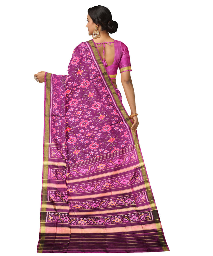 Purple silk handloom patola saree