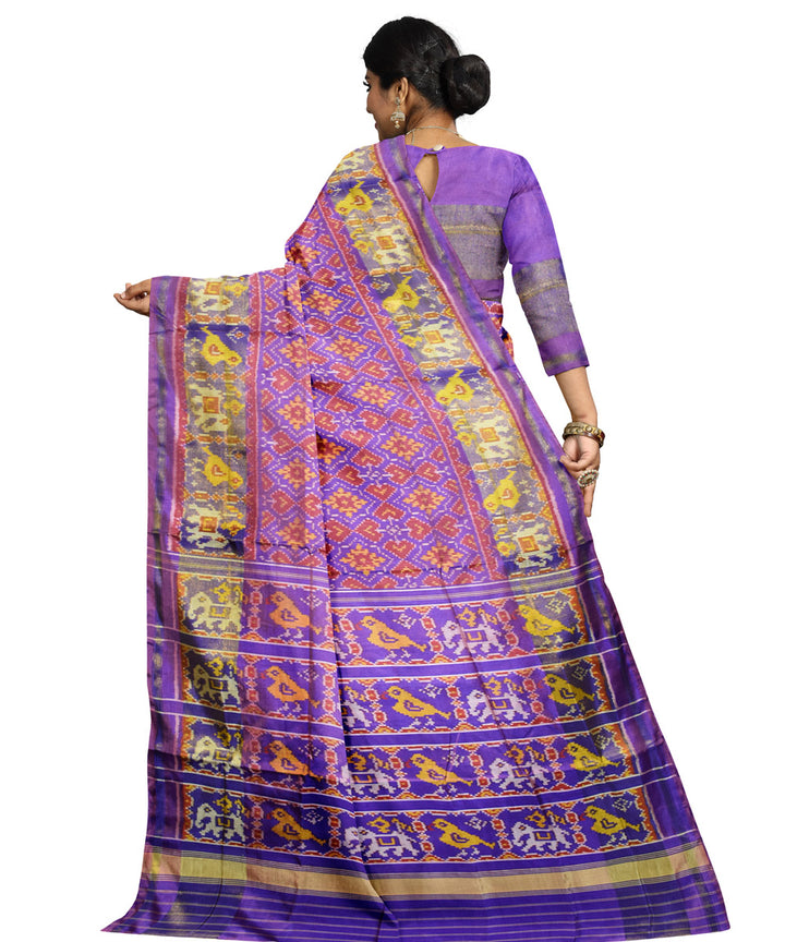 Lavender blue silk handloom patola saree