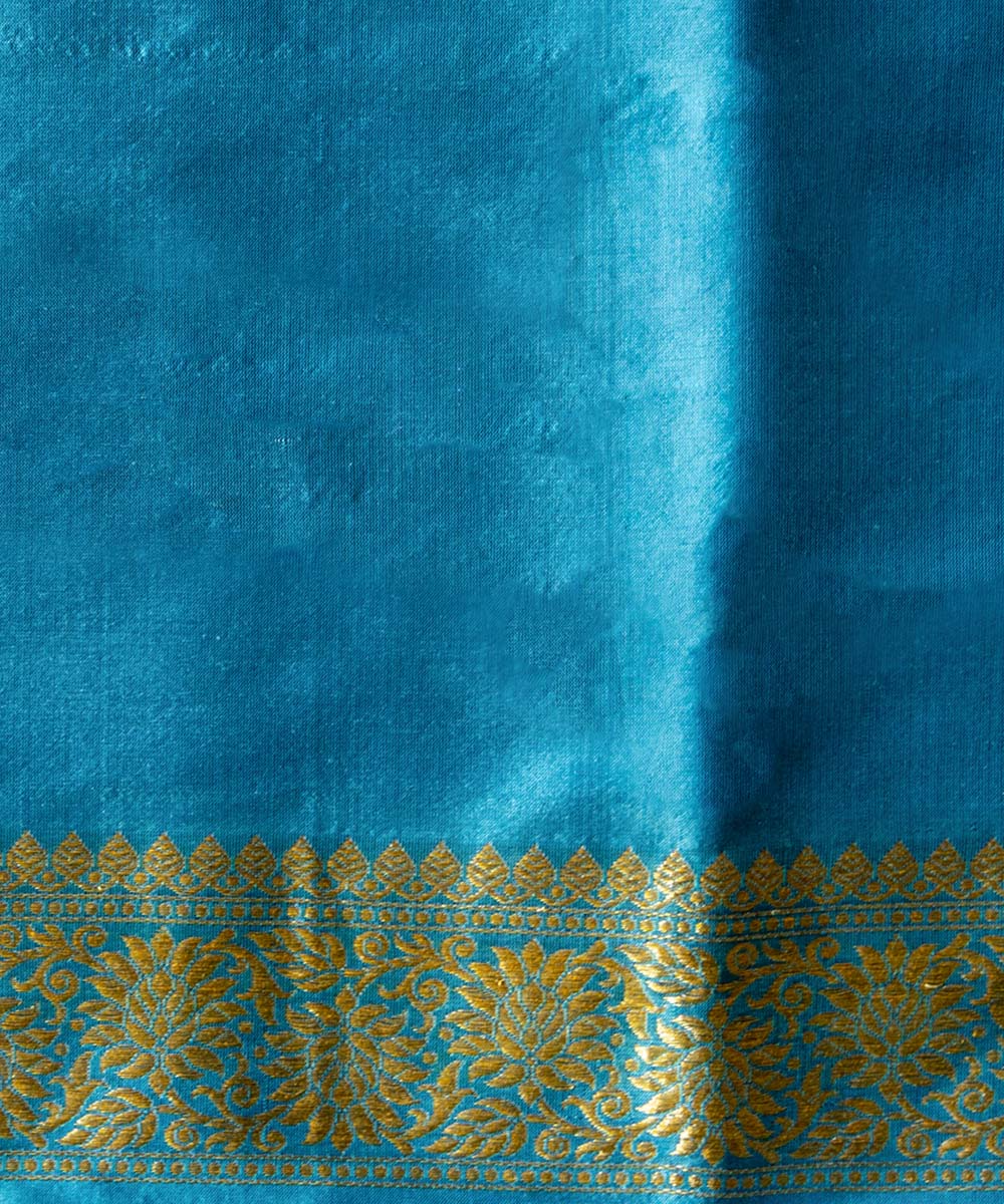 Sky blue silk handwoven banarasi saree