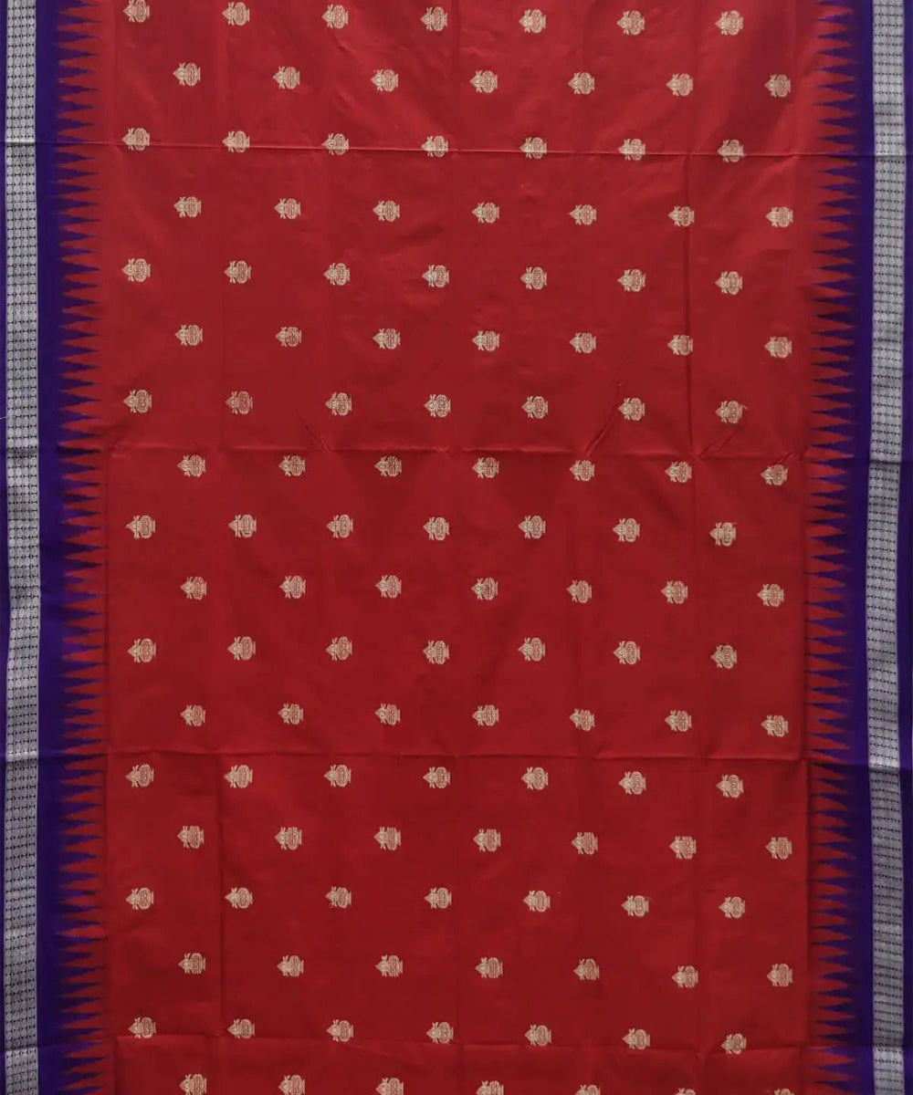 Red blue handwoven silk sambalpuri saree