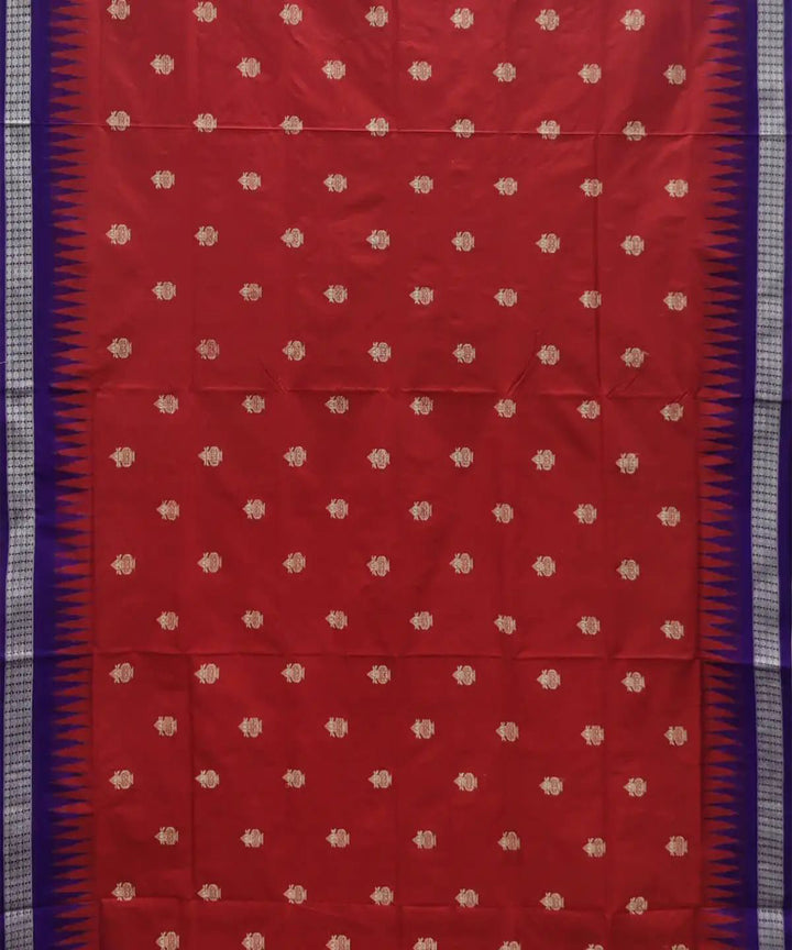 Red blue handwoven silk sambalpuri saree