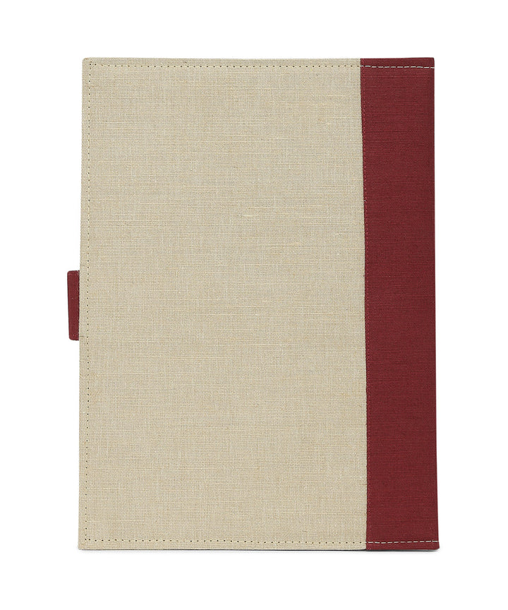 Maroon beige hand printed canvas folder