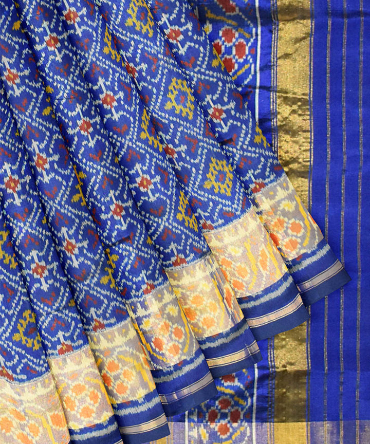 Navy blue silk handloom patola saree