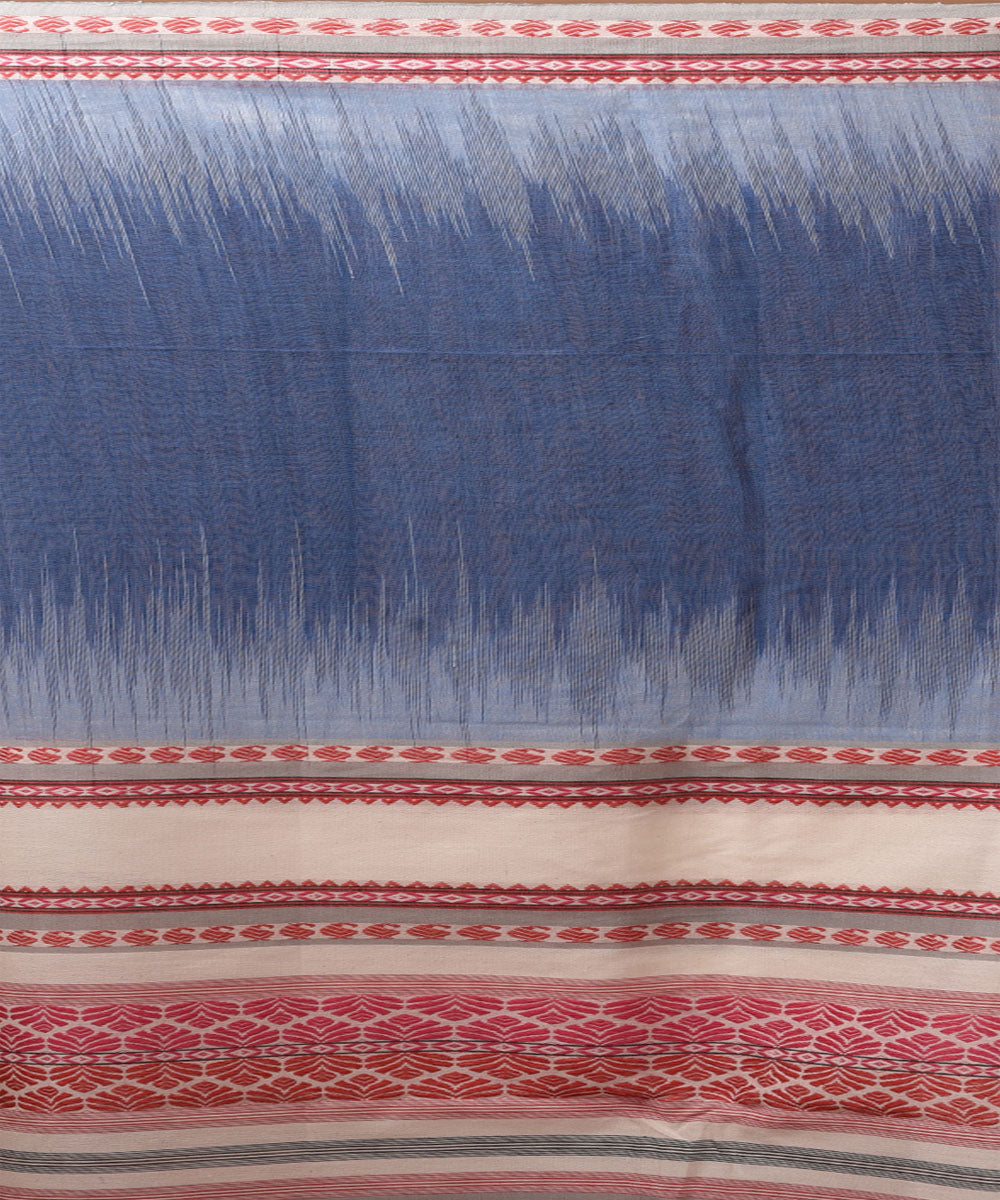 Indigo blue handwoven cotton jamdani saree