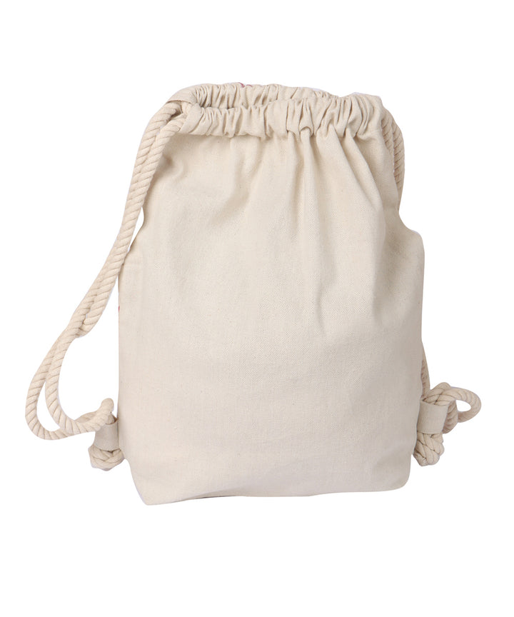 Beige handcrafted majarpath cotton rucksack bag