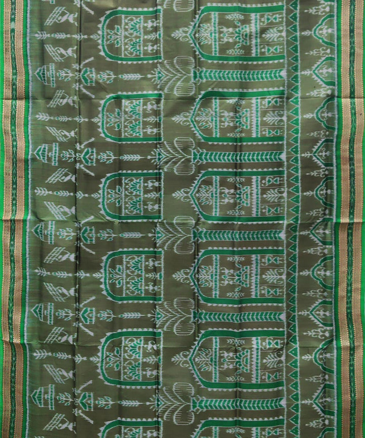 Moss grey green silk handwoven khandua saree