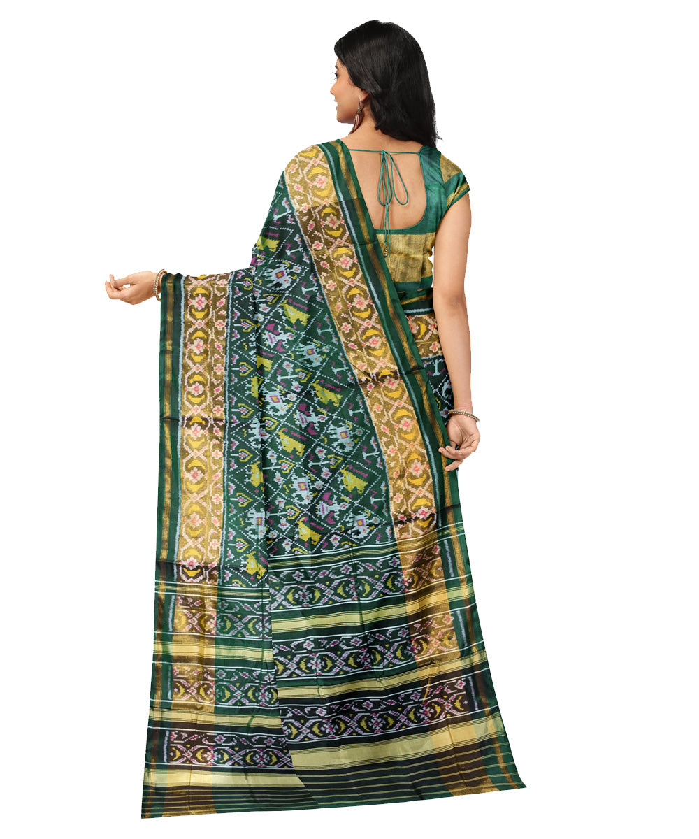 Patola dark green silk handloom saree