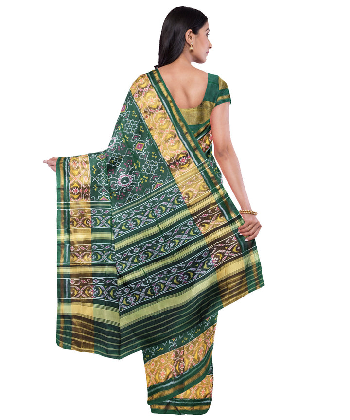 Dark green silk patola handloom saree