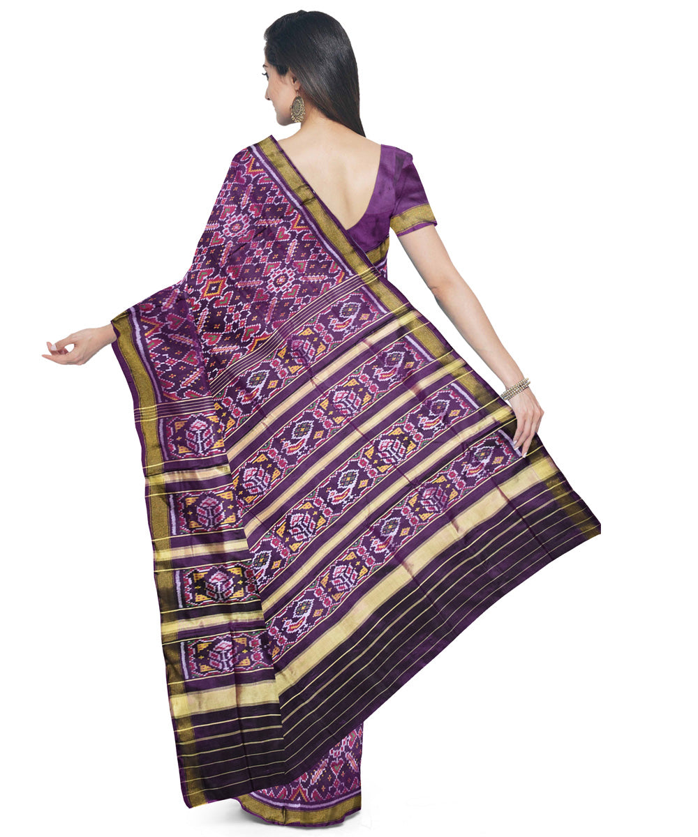 Violet handloom silk patola saree