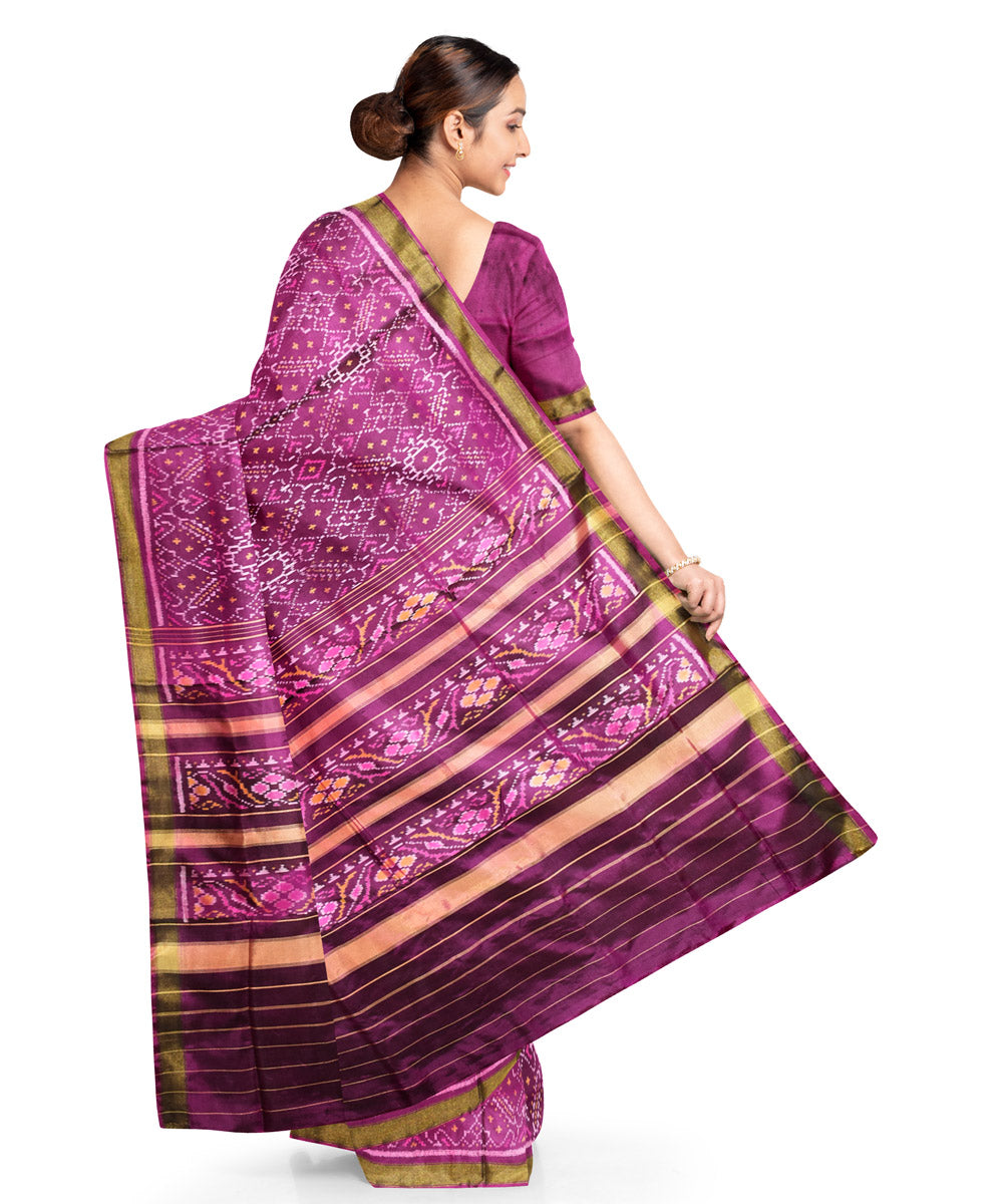 Purple silk handwoven patola saree