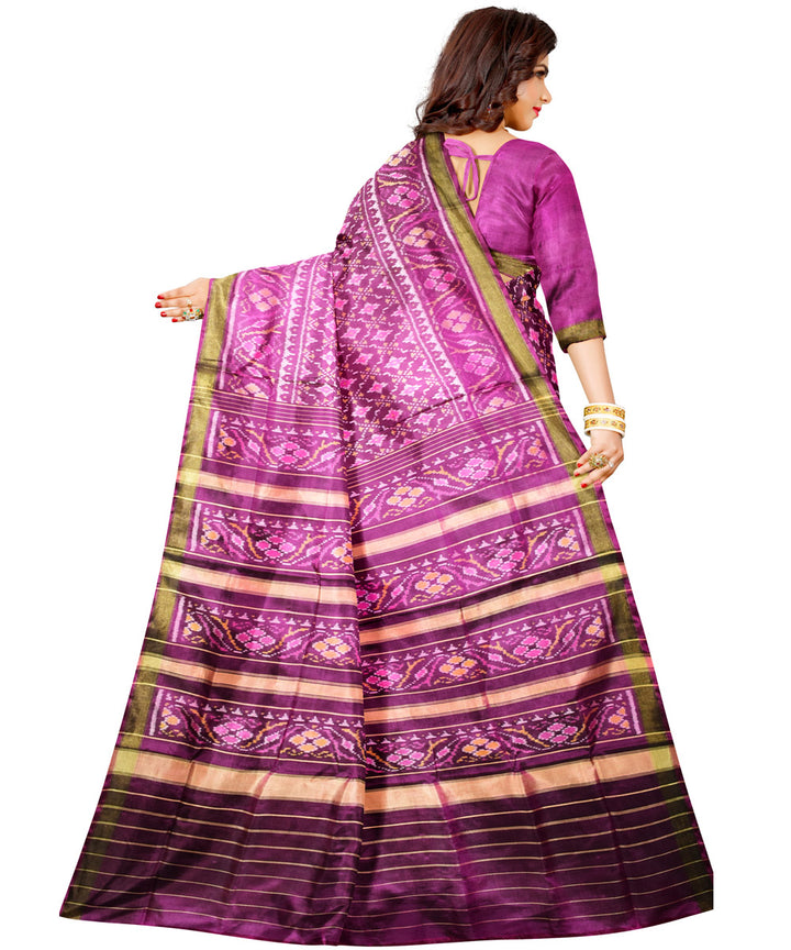 Purple green silk handloom patola saree