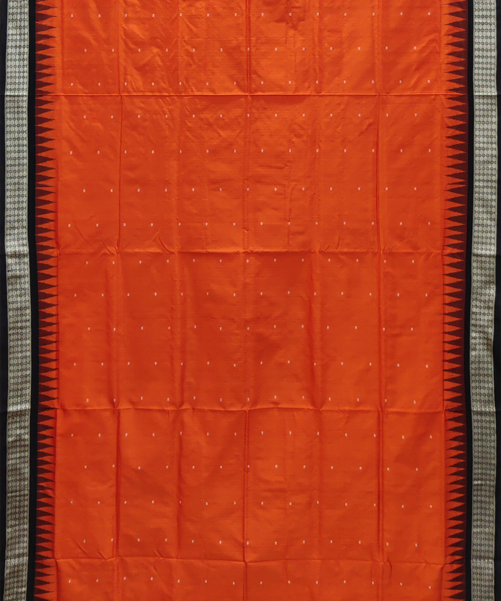 Orange black silk handwoven bomkai saree