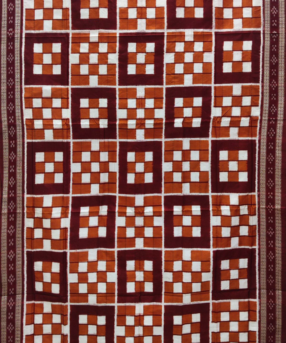 Brown maroon silk handwoven sambalpuri saree