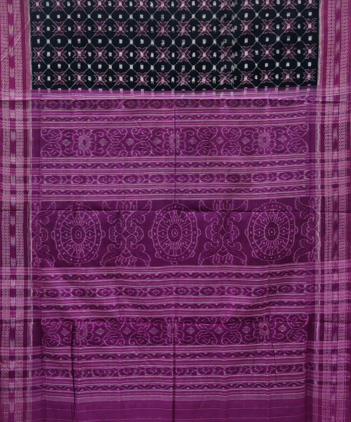 Black pink handwoven cotton sambalpuri saree