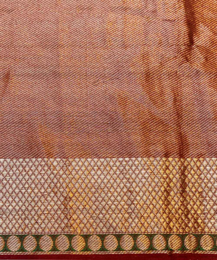 Grey and orange silk handloom banarasi saree