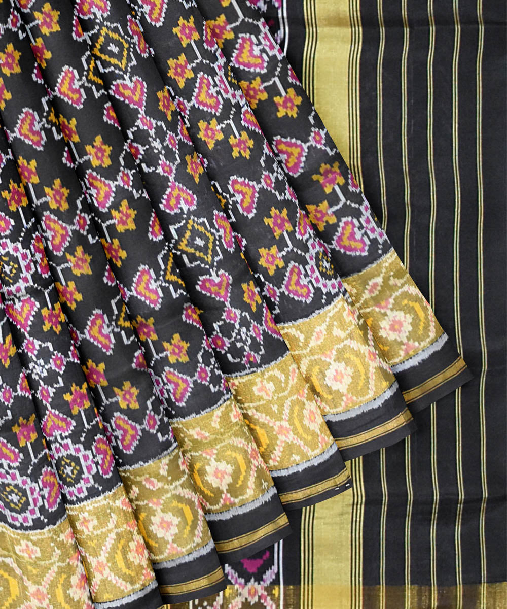 Black silk handwoven patola saree