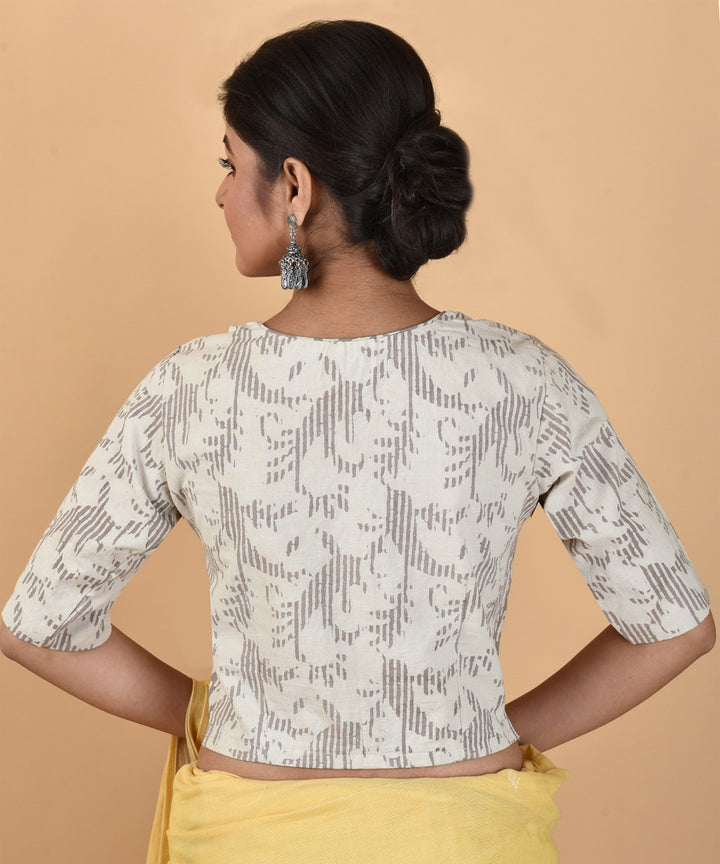 Grey hand block printed blouse