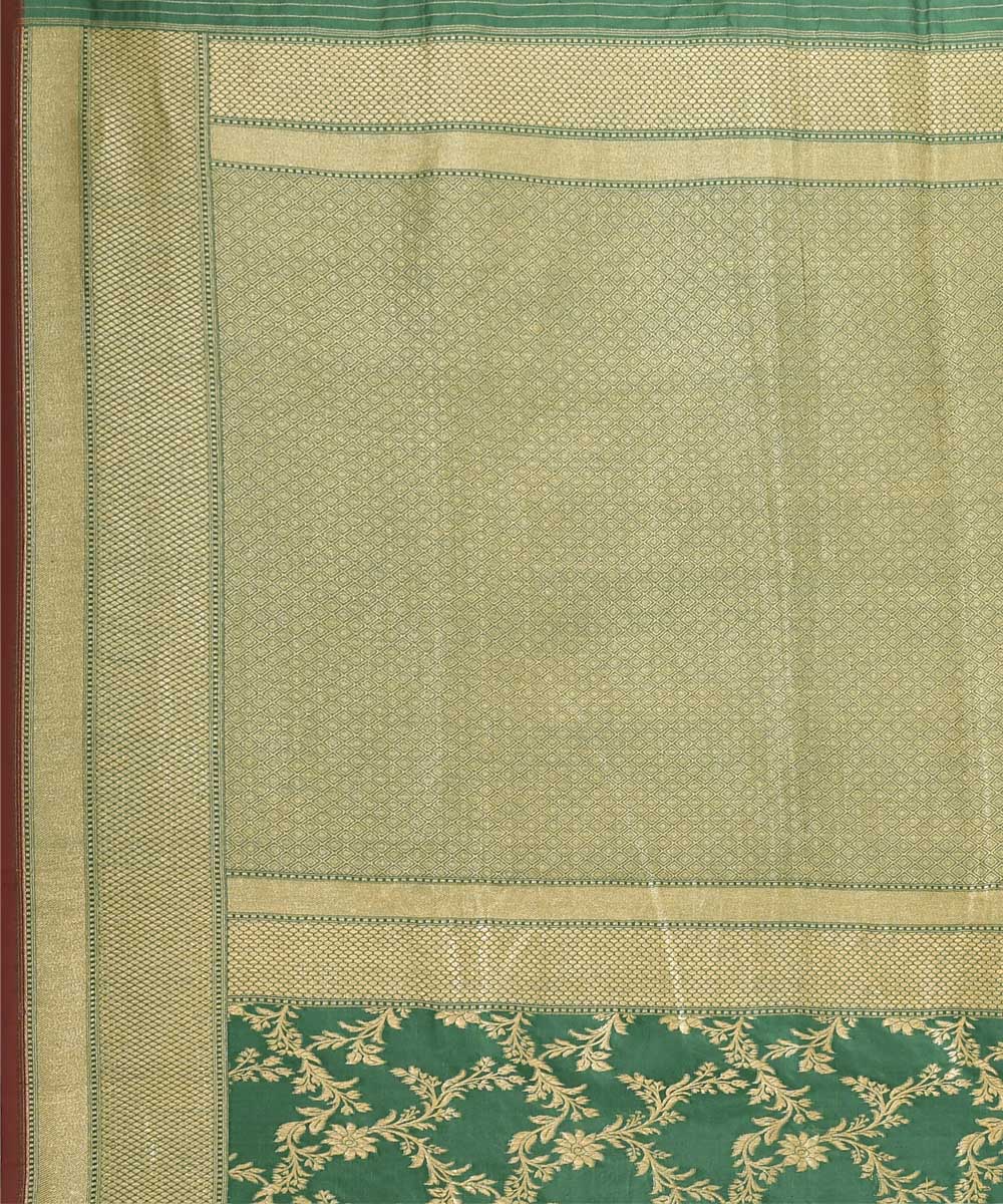Dark green silk handwoven banarasi saree