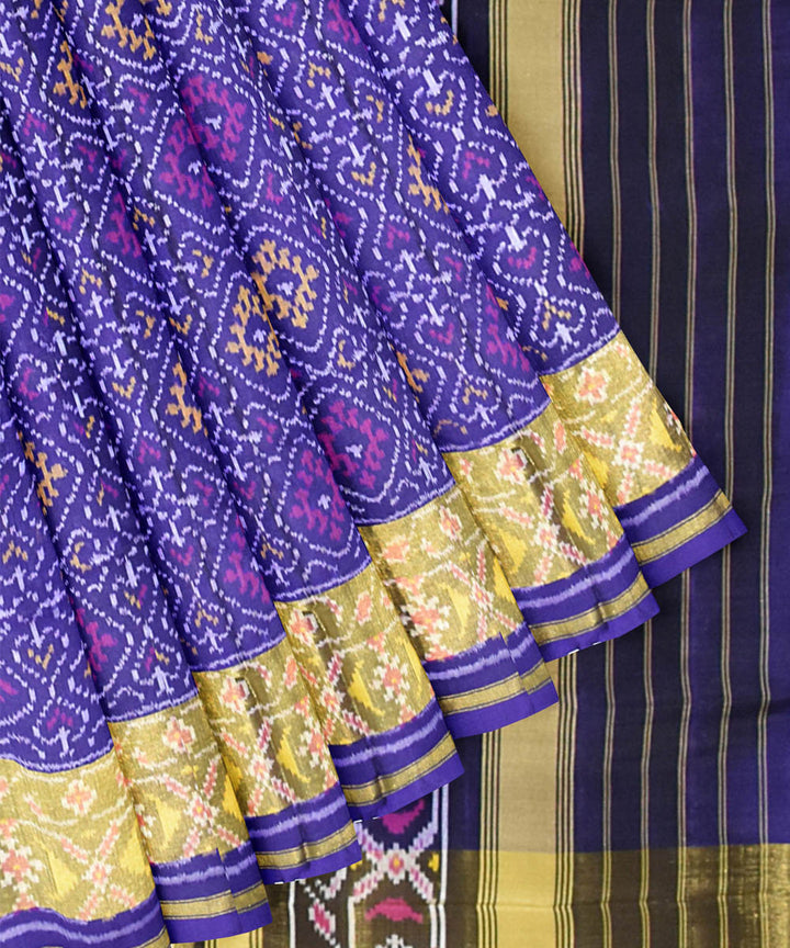 Navy blue handloom silk patola saree