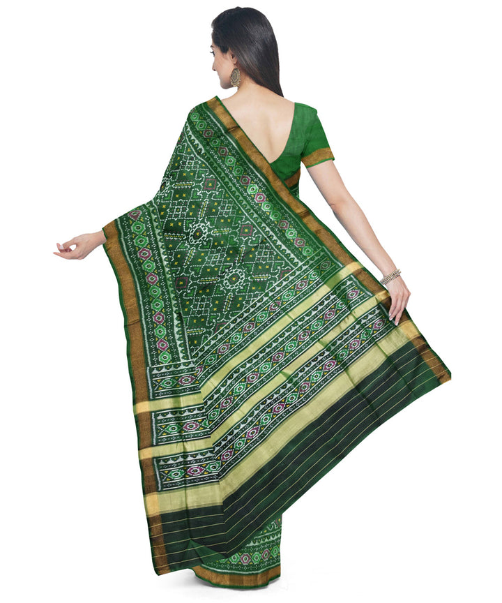 Dark green silk handloom patola saree