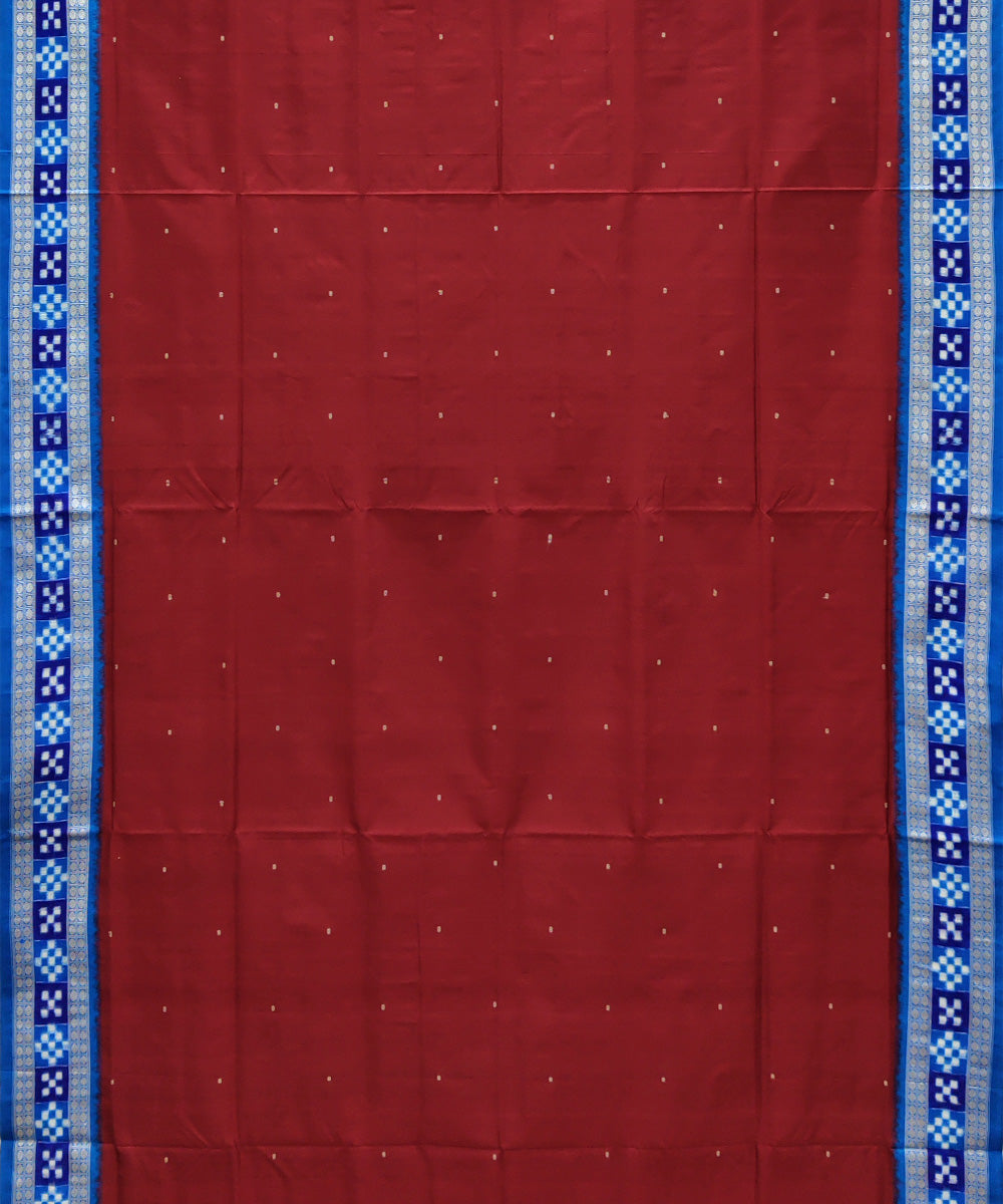 Maroon blue silk handwoven bomkai saree