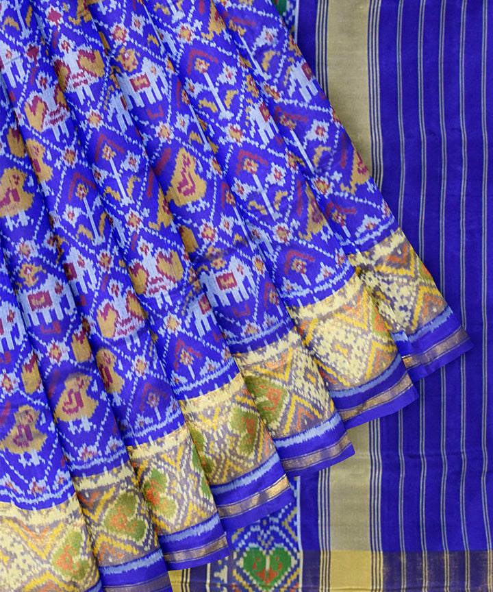 Blue navy handloom silk patola saree