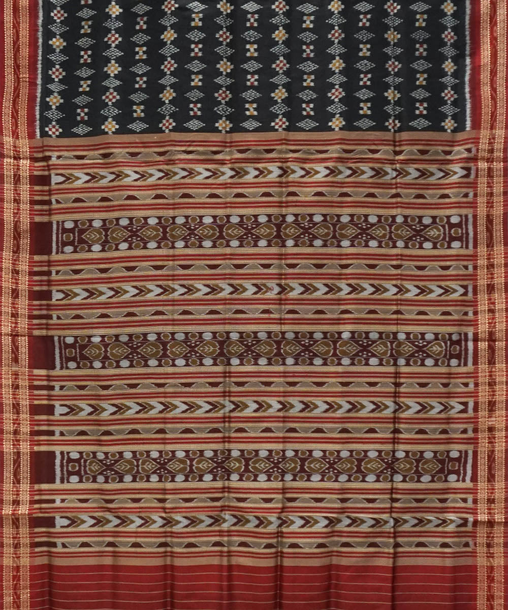 Black red silk handwoven bandha khandua saree