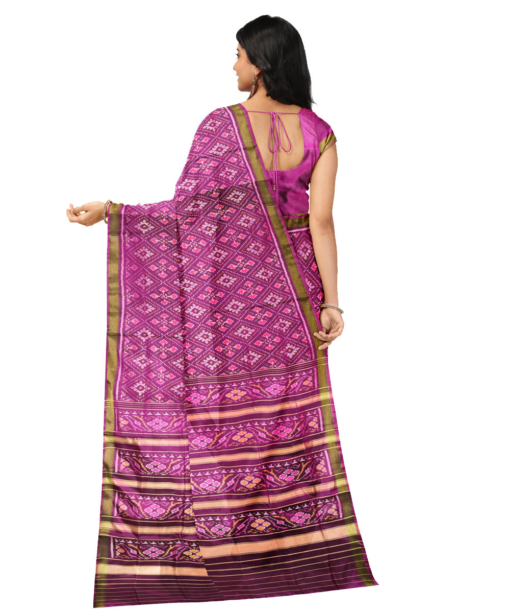 Purple handloom silk patola saree