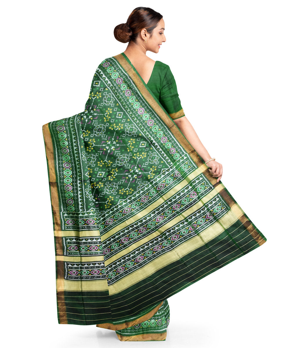 Dark green silk handwoven patola saree