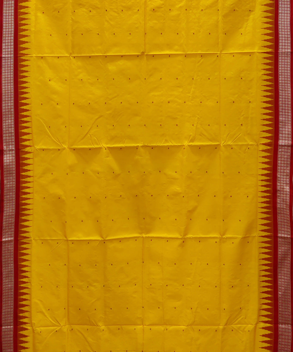 Yellow red silk handwoven bomkai saree