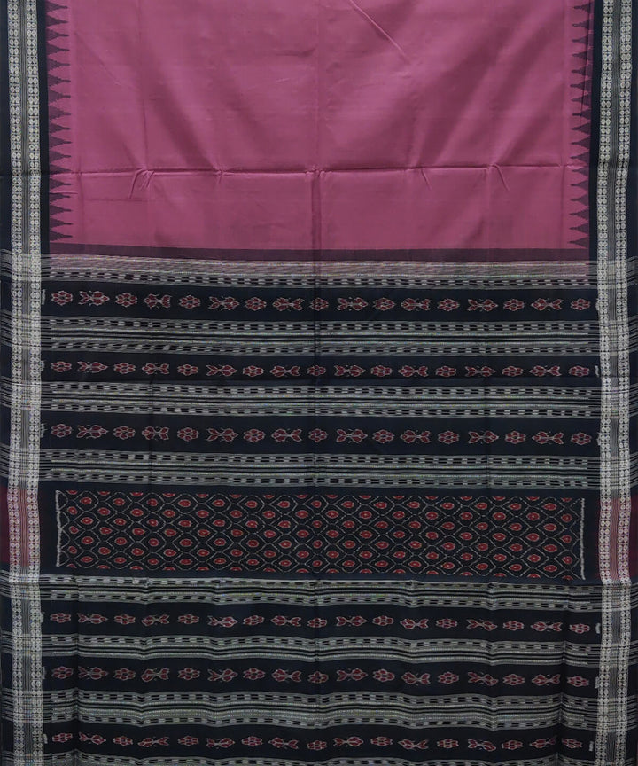 Mauve black handwoven cotton sambalpuri saree