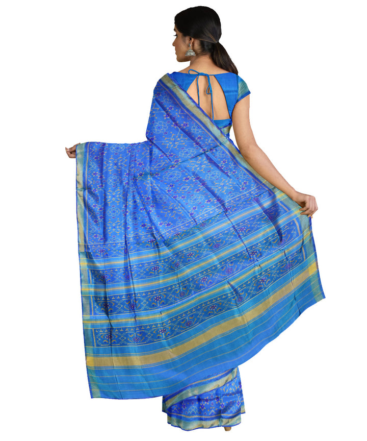 Blue turquoise silk handloom patola saree