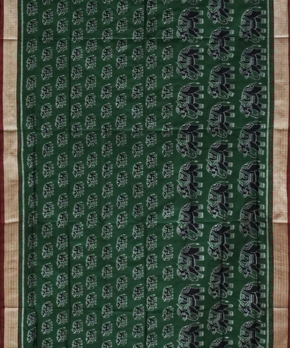 Dark green maroon silk handwoven sambalpuri saree