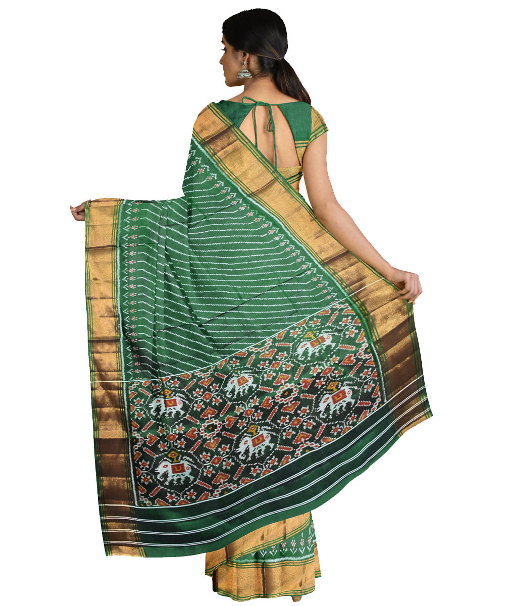 Dark green handloom patola silk saree