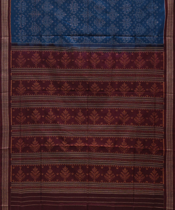 Navy blue maroon cotton handwoven sambalpuri saree