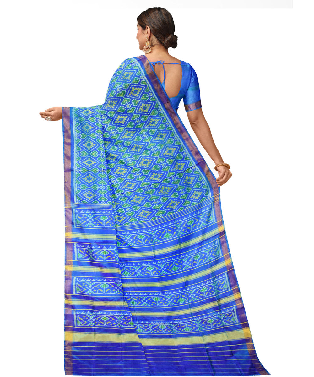 Sky blue silk handloom patola saree