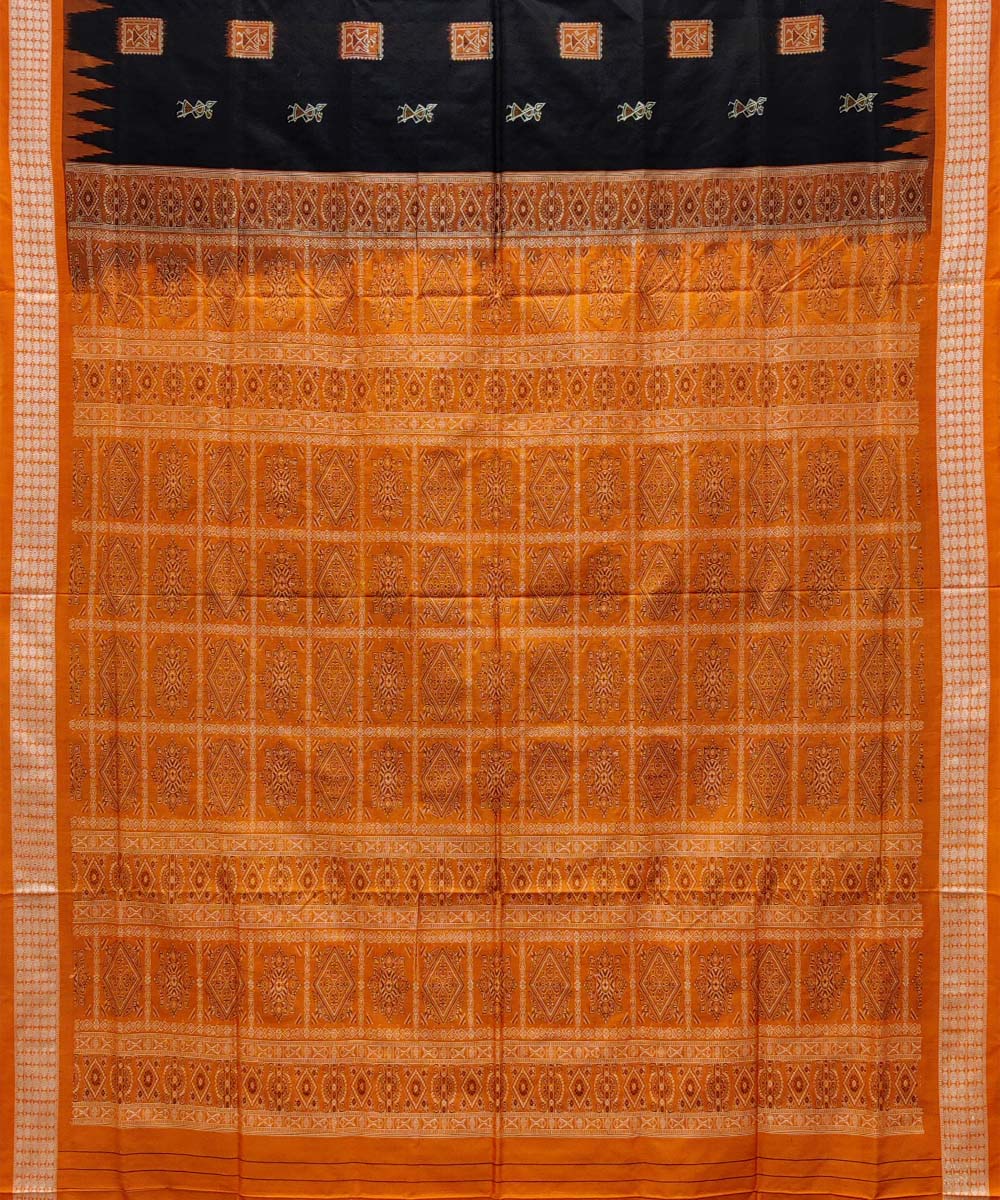 Black mustard silk handwoven bomkai saree