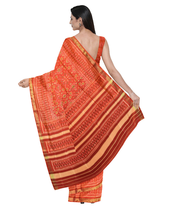 Red silk handwoven patola ikat saree