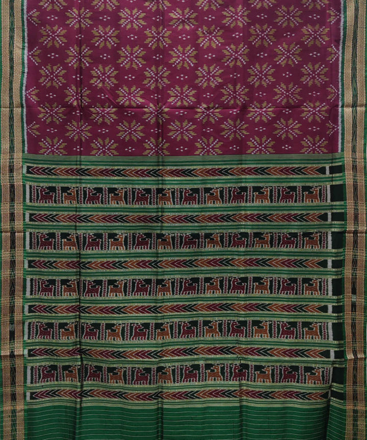 Maroon handwoven silk khandua saree