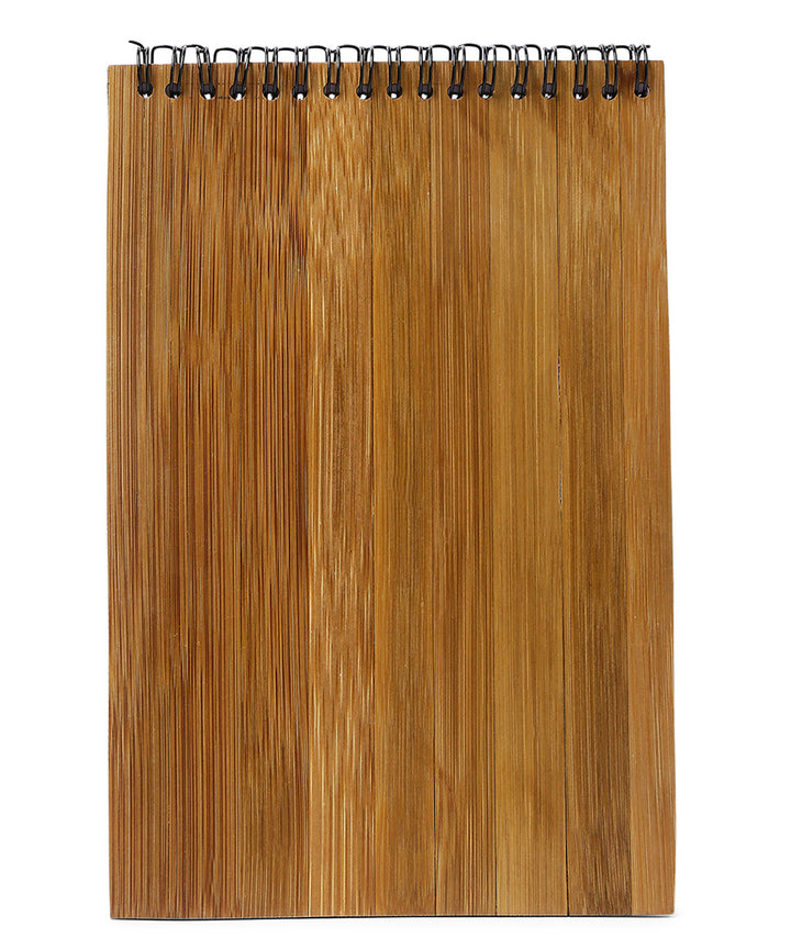 Brown natural hand printed bamboo wood notepad 150 pages