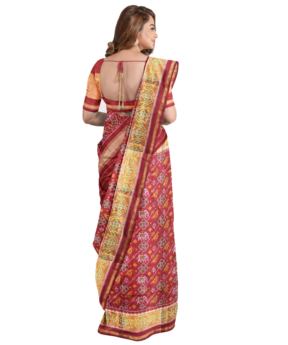 Maroon silk handloom patola saree