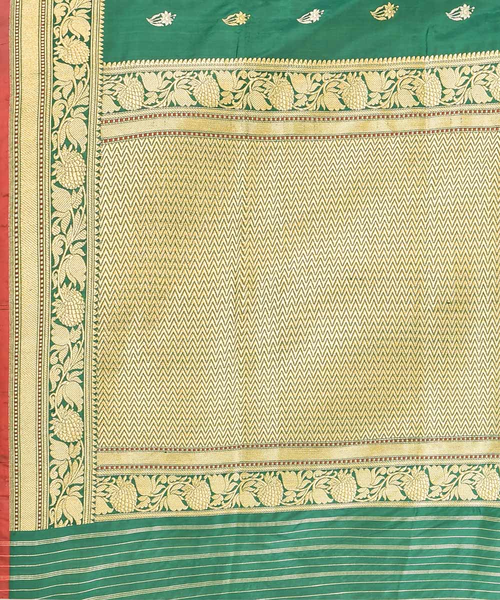 Teal green silk handloom banarasi saree